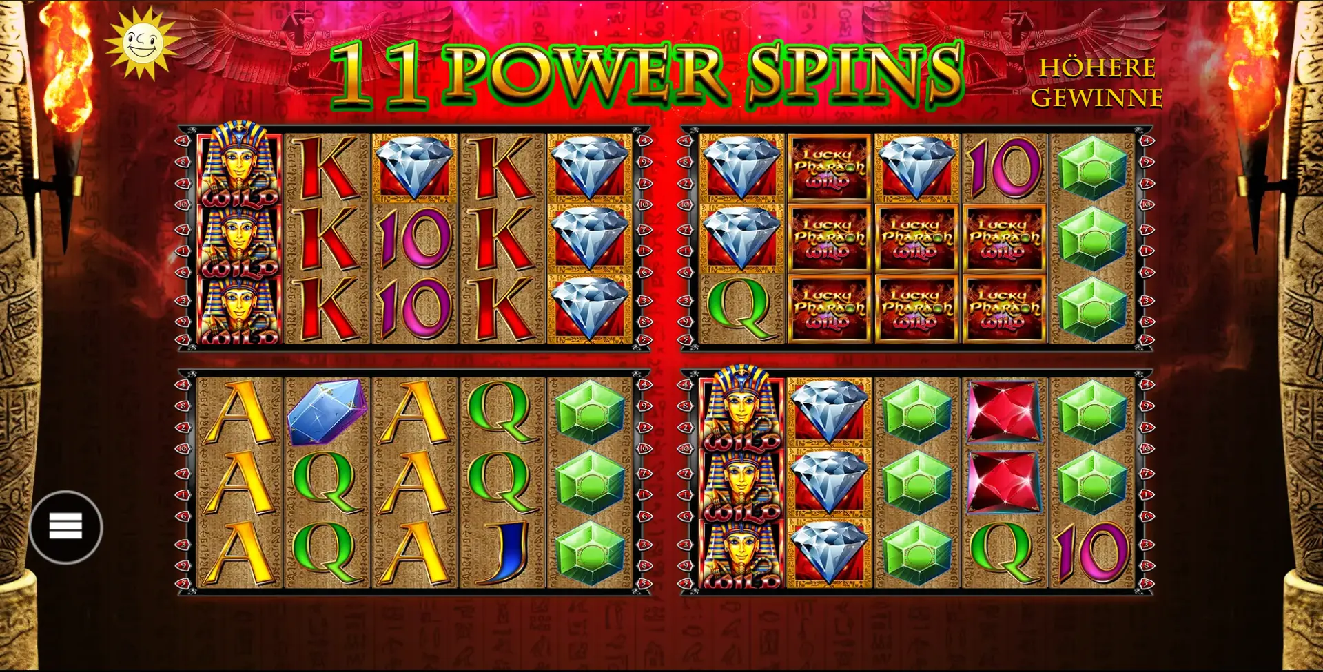 Lucky Pharaoh Wild Layout – Adjacent Pays Spielfeld